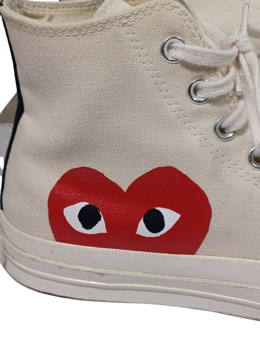 CDG CONVERSE X COMME DES GARCONS PLAY Heart Hi Sneaker 150205C - White 9 US Men - Picture 2 of 9